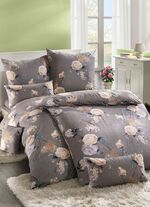 Microfaser Bettw&auml;sche-Garnitur mit Reissverschluss GRAU