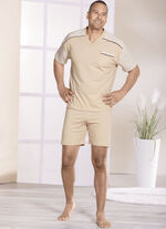 G&ouml;tting Shorty mit farbig gewachsener Baumwolle und V-Ausschnitt  