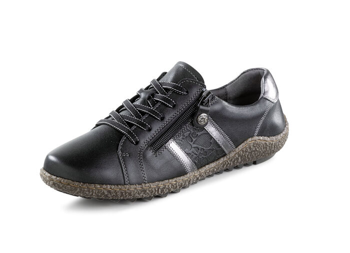 ELENA EDEN Schnürschuh aus feinem Nappaleder SCHWARZ-ALTSILBER