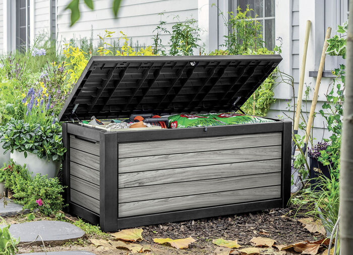 Kissenbox in trendiger Holzoptik GRAU