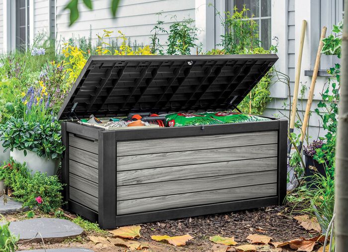 Kissenbox in trendiger Holzoptik GRAU