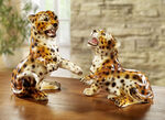 Handbemalte Leoparden aus Keramik BRAUN-WEISS
