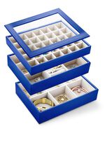 Schmuckkoffer aus Kunstleder mit Samtinnenfutter 