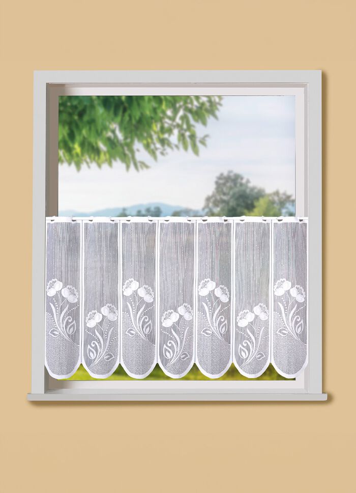 Kurzvorhang Blumen mit Stangendurchzug 