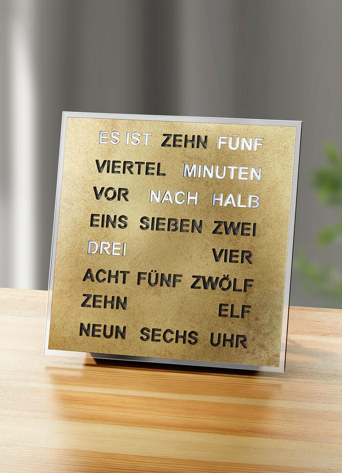 Digitale Tischuhr ohne Zeiger MESSING-ANTIKGOLD