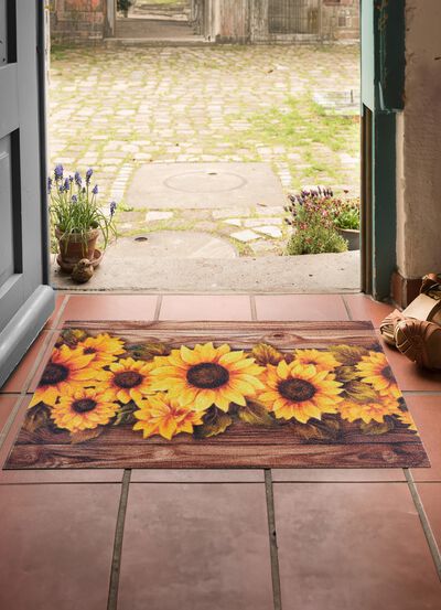 Fussmatte mit Sonennblumen-Motiv 