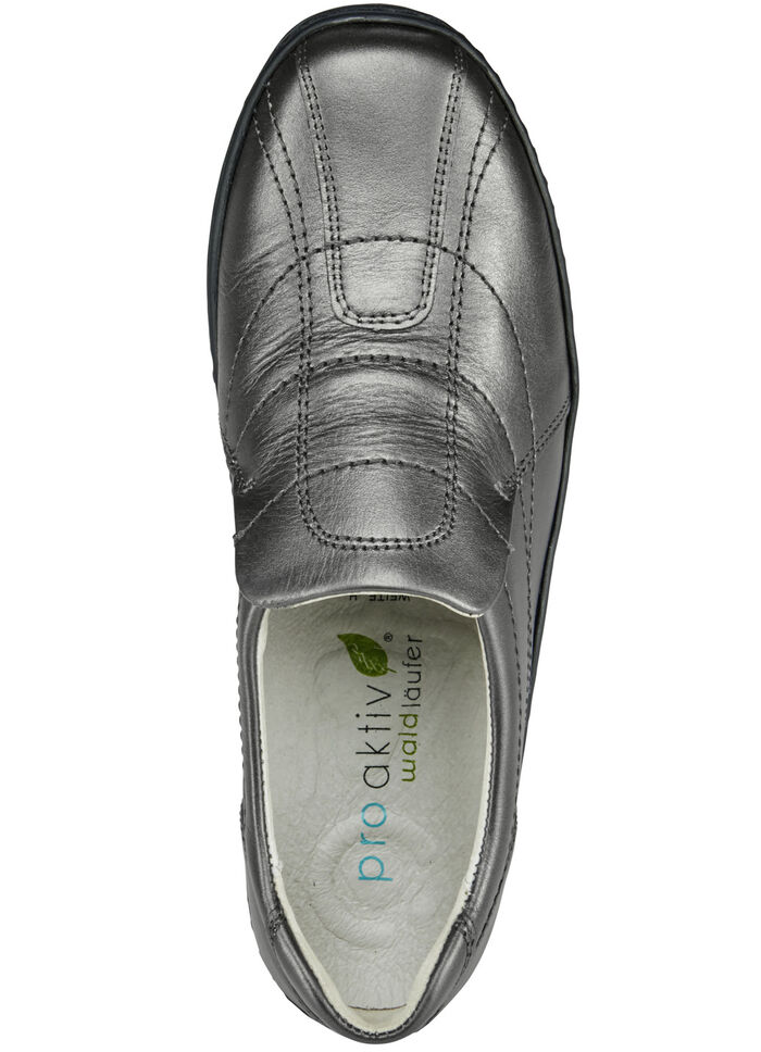 Waldläufer, bequeme Damen-Slipper, Weite H, mit herausnehmbarem Fussbett ALTSILBER