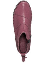 Gemini Mokassin-Stiefelette aus Rind-Nappaleder mit Knitter-Struktur RUBINROT