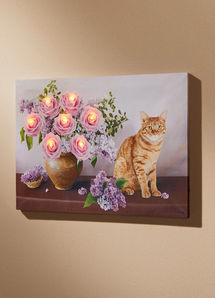 Batteriebetriebenes LED-Bild, Leinwand auf Holzrahmen, 