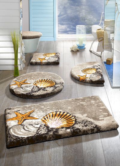 &laquo;GRUND&raquo; Badgarnitur mit rutschhemmender Latex-R&uuml;ckseite SAND