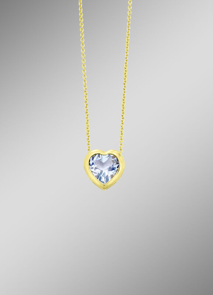 Herz-Anh&auml;nger mit beh. Blautopas und Ankerkette 