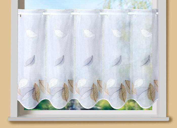 Kurzvorhang Bl&auml;tter mit Stangendurchzug 