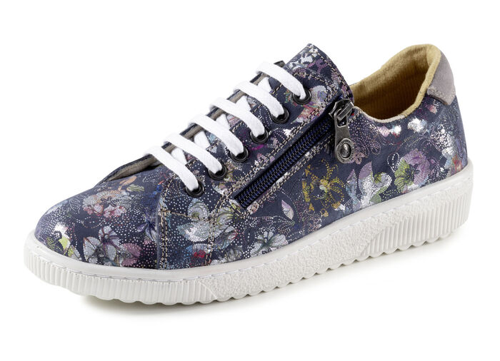 ELENA EDEN Schnürschuh aus effektvoll bedrucktem Nubukleder BLAU