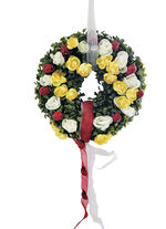 Wandkranz mit Ranunkeln und Marienkäfern, 