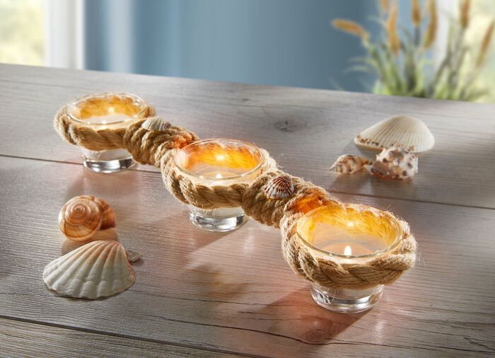 Teelichthalter mit 3 Glassch&auml;lchen 