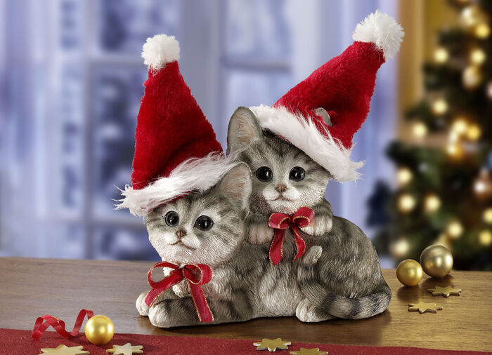 Weihnachtskätzchen aus Polyresin 