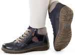 ELENA EDEN Schnür-Bootie aus Leder-Materialmix DUNKELBLAU-BRAUN