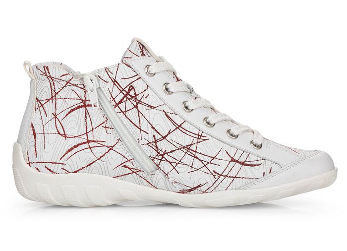 Remonte Schn&uuml;r-Stiefelette aus effektvoll bedrucktem Nappaleder 