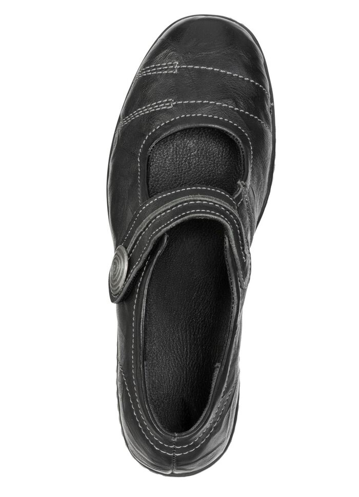 ELENA EDEN, bequeme Damen-Spangenschuhe, Weite H, mit herausnehmbarem Fussbett SCHWARZ