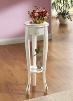 Beistelltisch mit Beinen aus massiver Buche CREME-GOLD