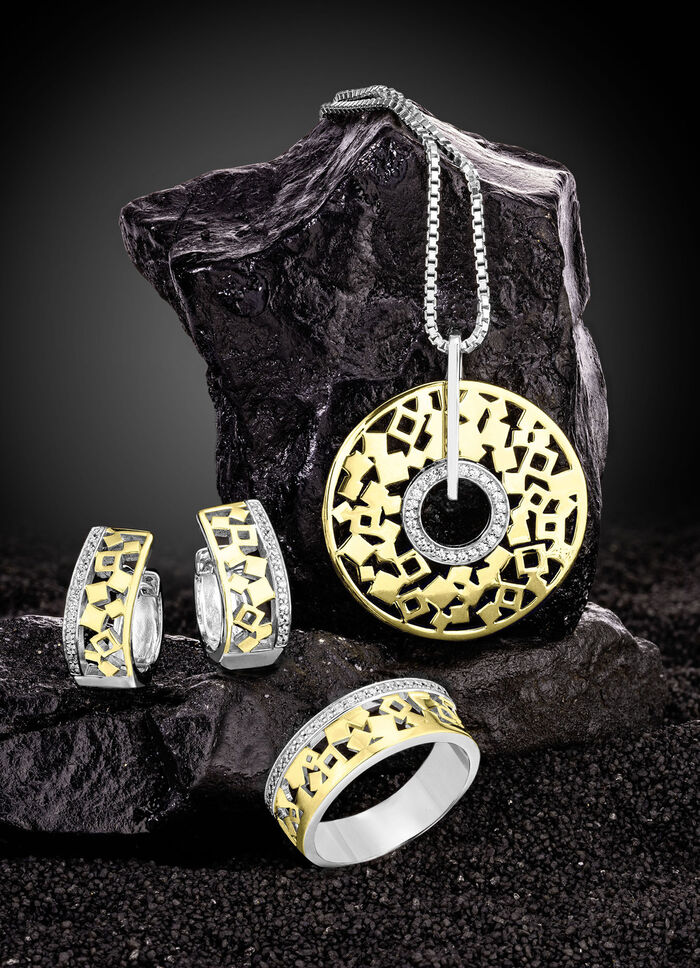 Damenring in Bicolor mit Zirkonia 