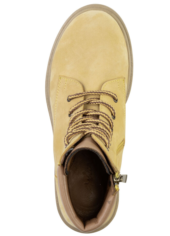 Andrea Conti Schnür-Stiefelette aus bestem Nubukleder MAISGELB