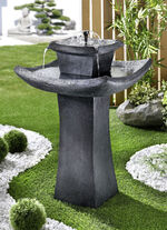 Solarbrunnen Pagode in täuschend echter Steinoptik, 