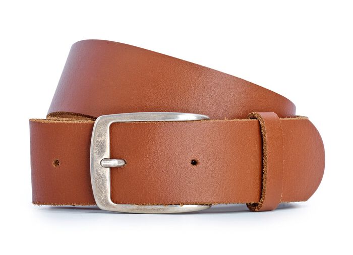 Trendiger Herren-G&uuml;rtel, aus Leder, 4 cm breit COGNAC