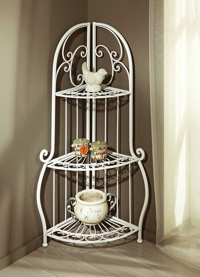 Dekoratives Eckregal aus Eisen WEISS