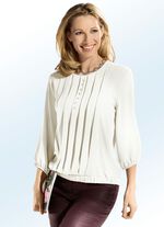 Tunika mit h&uuml;bscher Biesenzier im Vorderteil in 4 Farben ECRU