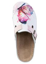 ELENA EDEN, klassische Damen-Clogs, Weite, G, mit verstellbarer Schliesse WEISS-BUNT