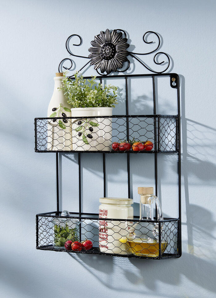 K&uuml;chen-H&auml;ngeregal aus Metall im Antik-Design 