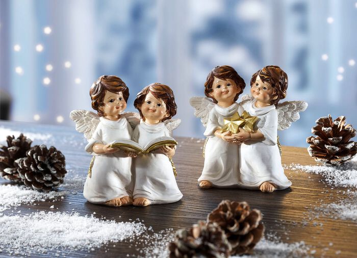 Engelpaar aus Polyresin, 2er-Set 