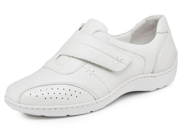 Waldläufer, bequeme Damen-Slipper, Weite H, mit herausnehmbarem Fussbett NATURWEISS