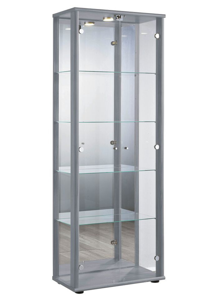 Vitrine, 2-türig, mit LED-Beleuchtung ALU