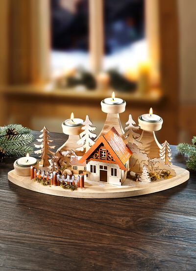 Adventsteelichthalter aus Holz 