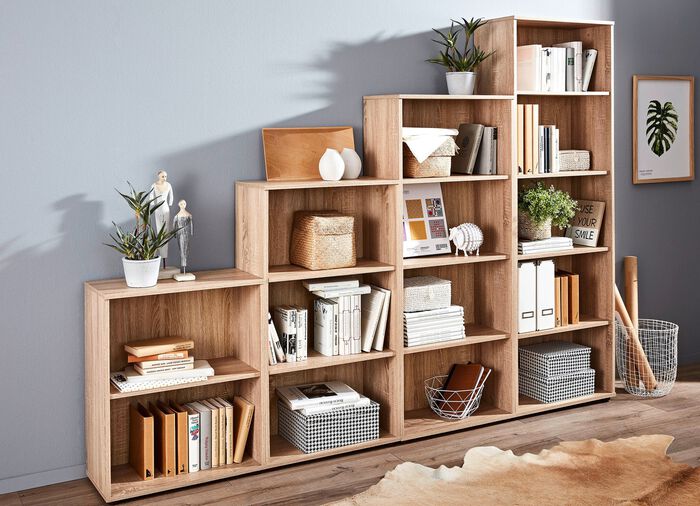 Klassische Regal-Serie mit Kunststofffüssen EICHE SONOMA
