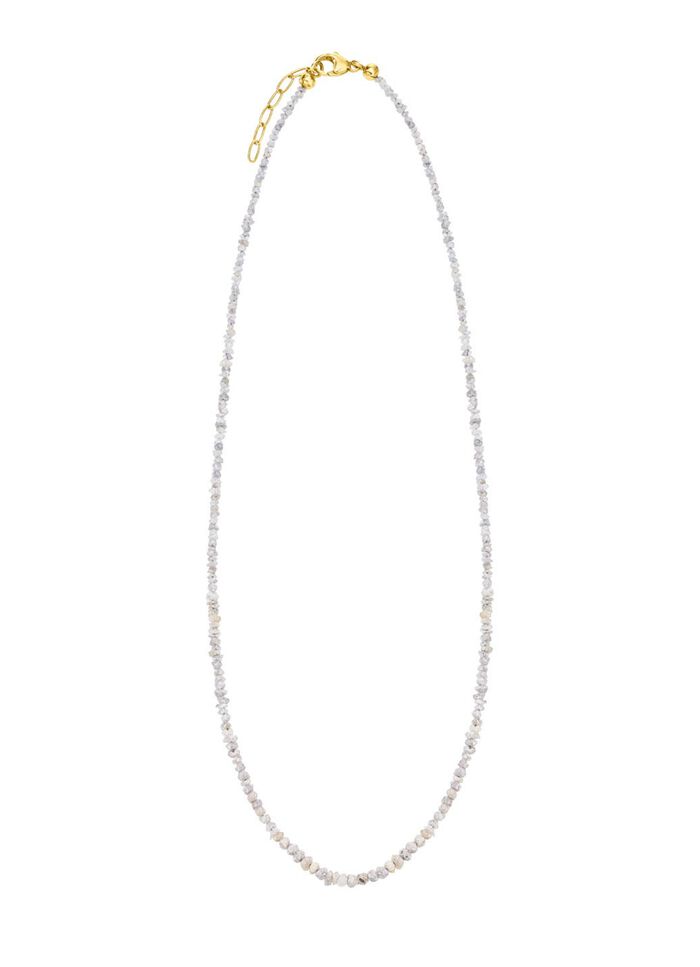 Aussergew&ouml;hnliche Halskette mit Roh-Diamanten in Hellgrau 