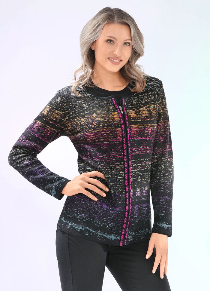 Strickjacke in Jacquard-Dessin SCHWARZ-MULTICOLOR