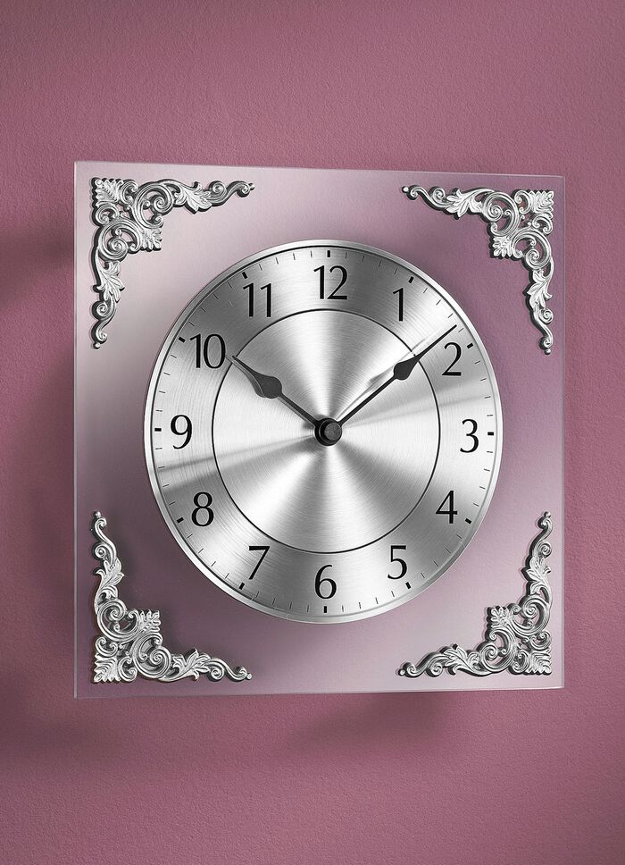Wanduhr mit Funkuhrwerk aus deutscher Herstellung SILBER