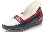 Waldl&auml;ufer Mokassin-Slipper mit herausnehmbaren Lederfussbett BLAU-WEISS-ROT