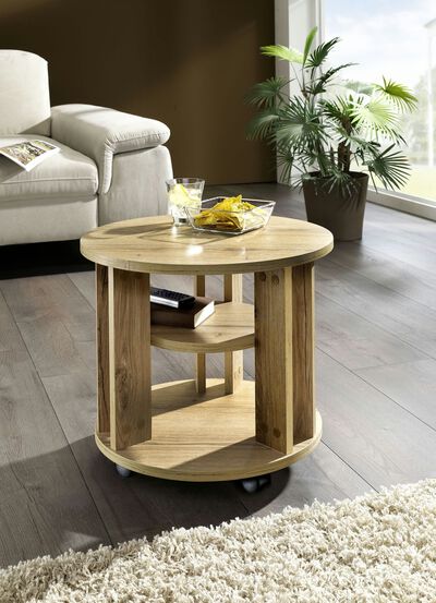 Couchtisch mit 2 Ablagefl&auml;chen und 4 Rollen 