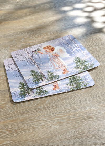 Platz-Set mit Winterengel-Motiv 2-teilig 