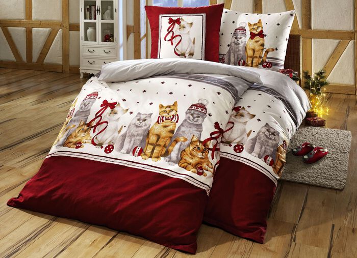 Kaeppel Bettw&auml;sche-Garnitur mit K&auml;tzchen-Motiv 