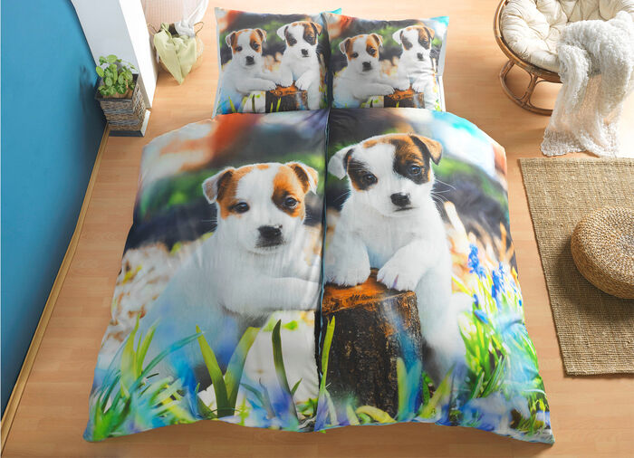 Partner-Bettw&auml;sche mit Reissverschluss, 4-teilig 