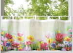 Kurzvorhang Blumenwiese aus digitalbedrucktem Voile, 