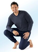 Schiesser Pyjama mit V-Ausschnitt und B&uuml;ndchenabschl&uuml;ssen 
