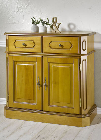 Teilmassive Kommode, 2-türig, mit Metallgriffen  Teilmassive Kommode, 2-türig, mit Metallgriffen