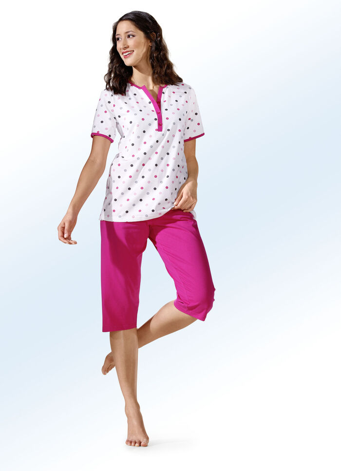 Zweierpack Pyjamas mit Pünktchen, lang- und kurzarm 