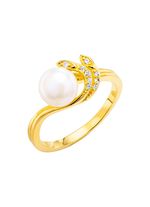 Edler Damenring mit S&uuml;sswasser-Zuchtperle und synth. Zirkonia 